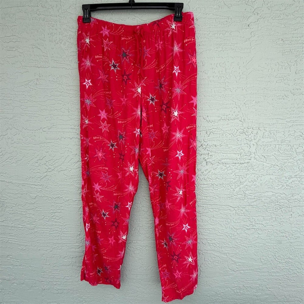 Victoria's Secret Pajama Pants Womens L Red Multicolor Star Print